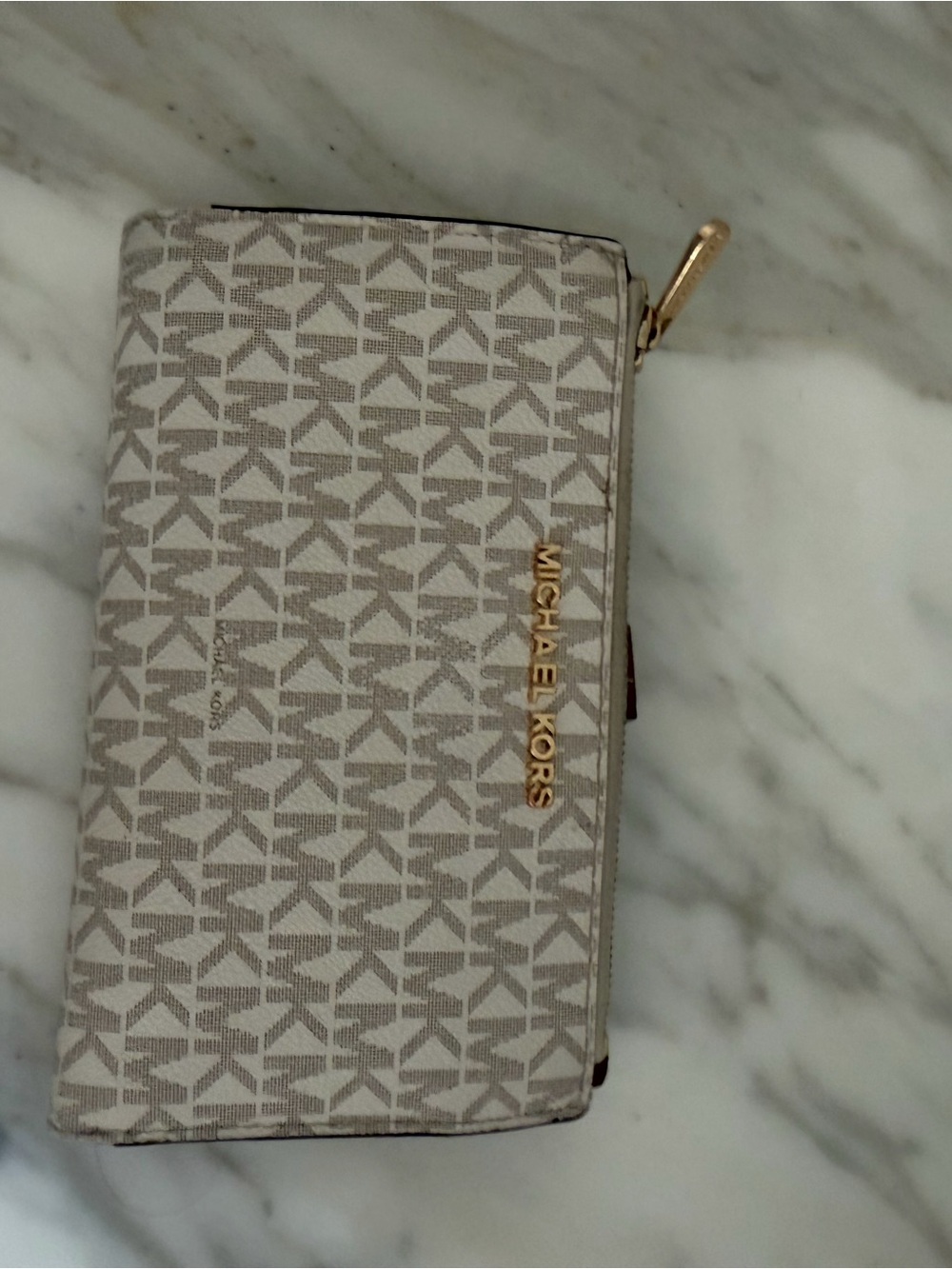 Michael Kors Cream and Brown MK Signature Shoulder Tote - Picture 8 of 11